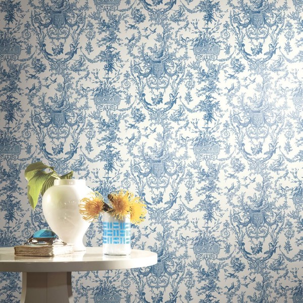 York Wallcoverings Ashford Toiles Old World Toile Prepasted Removable Wallpaper,