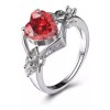 Dtup Anillo Compromiso Corazón Rojo Rubí Plata S925 Promesa Amor