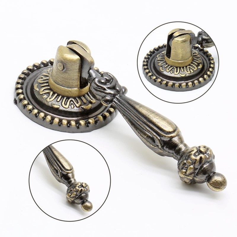 Biaungdo 4 Pack Antique Style Bronze Tear Drop Knobs Pulls,