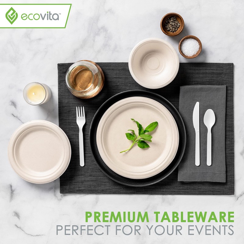 Ecovita 100% Compostable Forks - 500 Large Disposable Utensils (7