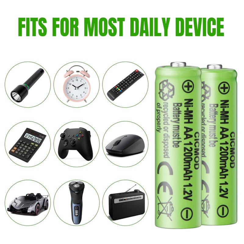 CICMOD AA Rechargeable Batteries 1.2V Ni-MH 1200mAh Double A Battery