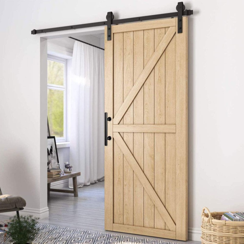 WOLFBIRD Barn Door Handle Black Retro Style Aluminium 24cm