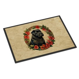 Caroline's Treasures DAC2328MAT Bouvier des Flandres Christmas Flowers Doormat Front Door Mat Indoor Outdoor Rugs for Entryway, Non Slip Washable Low Pile, 18H X 27W