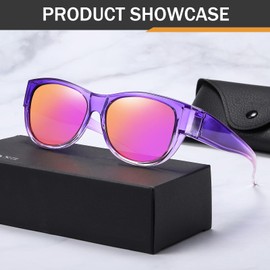 TIGA VINTA Polarized Fit Over Glasses Sunglasses for Women UV Protection Trendy Oval Wrap Around Goggles Shades Eyewear