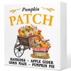 Fall Table Decor,Pumpkin Patch Autumn Wheelbarrow Fall Leaves Wood Block