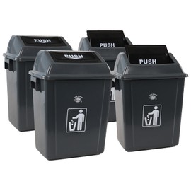 Waikhomes 4-Pack Swing Top Trash Can, 8 Gallon Garbage Bin, Plastic Commercial Recycling Bin for Office, Restaurant, School, Kitchen