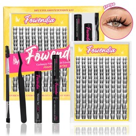 Fowendia Manga Lashes Cluster Lashes C D Curl DIY Lashes Extension Kit and California Sunset Wanna Be Freya Lash Clusters Fall Deals For You Campaign 8-18mm with Bond, Seal and Remover - Ultra-Thin Transparent Bands, Lash Magic Anime  Eyelashes:_Freya