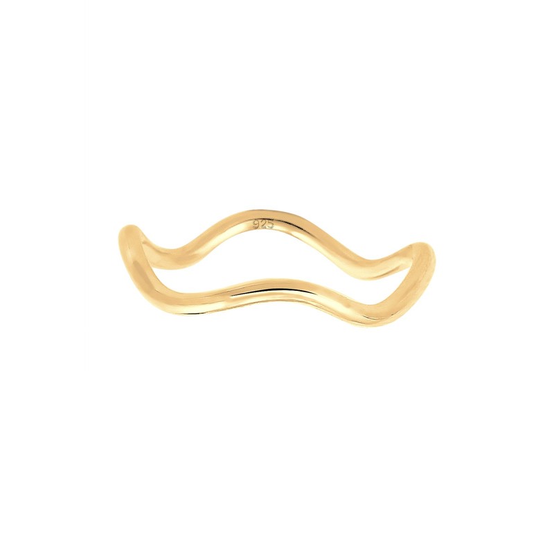 Elli Minimal Geo 0611642116 Ring Waves 925 Silver Gold-Plated, Facet