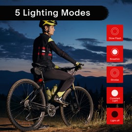 GREENCYCLE USB Charging 110dB Bike Alarm Wireless Vibration Motion Sensor, Bike Tail Light with Alarm,Bike Tail Light Alarm Rechargeable, IP65Waterproof, Suitable for Bicycles, Mountain Bikes,6PK