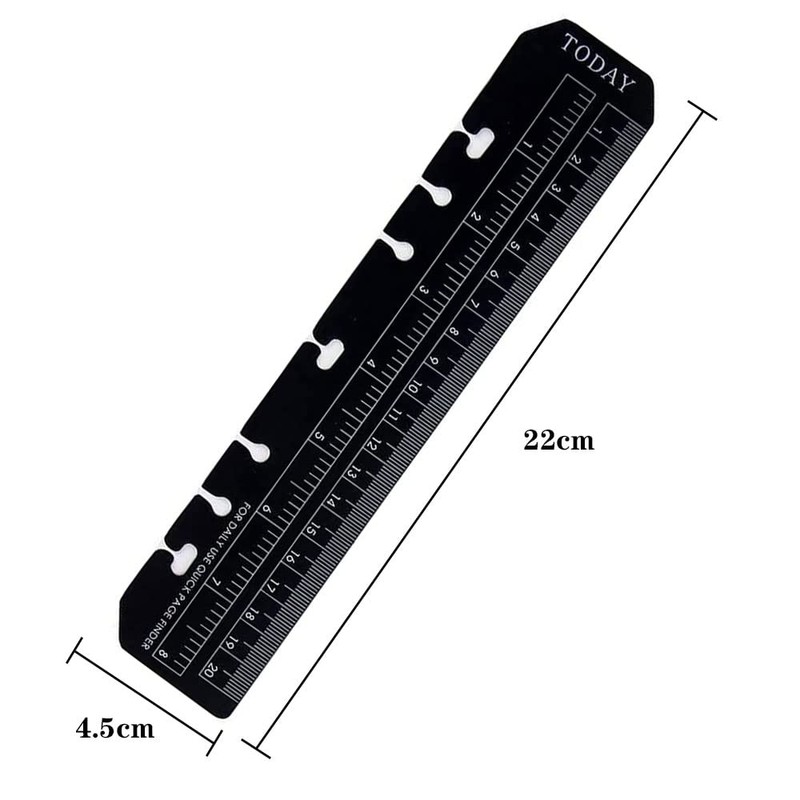 4 Pieces Black A5 Ruler Plastic Page Marker Ruler 6-Ring