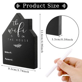 WiFi Password Sign, Wooden WiFi Table Sign Board with Erasable Pen for Guests, WiFi Password Sign for Home and Business Centerpieces Decoration (5x3.7inch, Black)