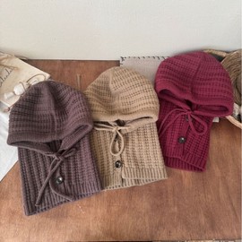 New Kids' Balaclava Hat Scarf One-Piece for Autumn & Winter - Free Size (lf2453) 48-52cm Khaki 3ea