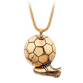 Soccer Ball Necklace for Men, Soccer Sneaker Pendant Necklace with 23.6” Chain, Soccer Shoe Necklace, Sports Charm Necklace, Football Memorial Jewelry Soccer for Men(Gold)