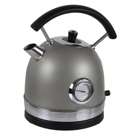 West Bend Electric Kettle Retro-Styled Stainless Steel 1500 Watts with Auto-Shutoff & Boil-Dry Protection, 1.7-Liter, Gray
