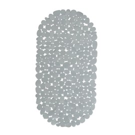 Relaxdays Bathtub Mat, Pebble Design, Non-Slip Bath or Shower Insert, Suction Cups, LxW: 66.5 x 34.5 cm, Grey, 34.5 x 66.5 x 0.5 cm
