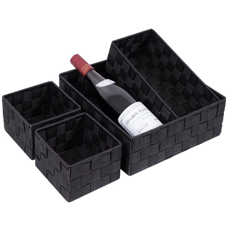 Posprica Woven Storage Baskets for Organizing, Small Black Baskets Cube