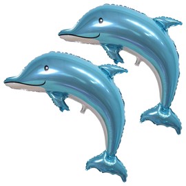  Large Dolphin Balloons,2 PCS 46 Inch Ocean Animals Foil Mylar Balloons,Sea Animal Balloons for Kids Birthday Themed Party Decorations