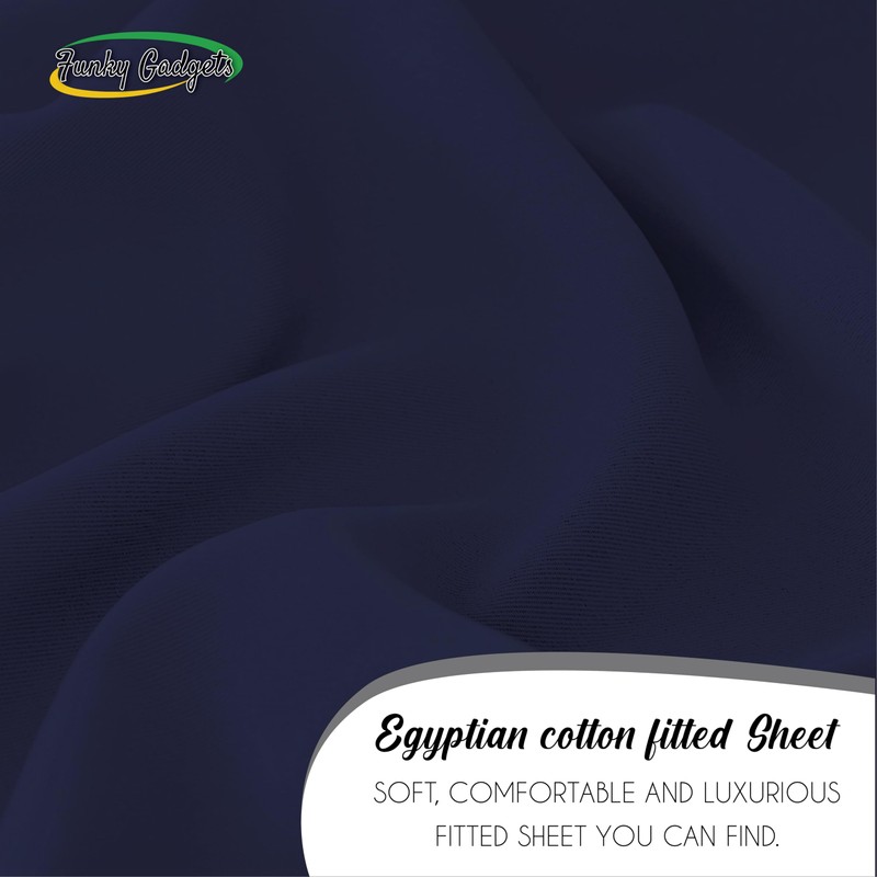 Funky Gadgets Deep Fitted Sheet King Size Navy 100% Egyptian