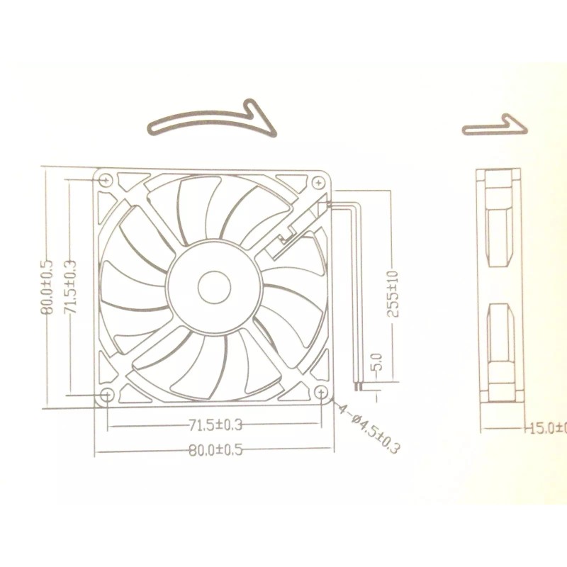 BP8015M12 FAN 12V DC 2P 80mm 80mm 15mm 10 in