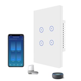 Jinvoo Smart Light Switch, WiFi Light Switch, Smart Life Control, Neutral Wire Required (4 Gang)