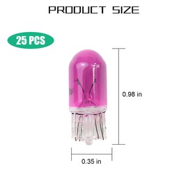 Osilly 25PCS T10 12V 5W Car Turn Signal Light Bulbs, Clear Flat Foot Vehicle Side Marker Lamp Bulbs, Auto Interior Amber Headlight Bulbs Accessories, Universal for SUV, Sedan, Truck (Pink)