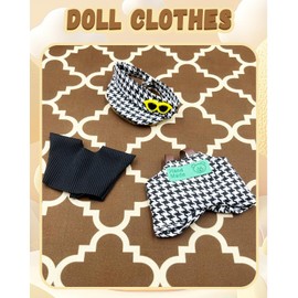 Clothes Set for 6.7inch Doll（Not Included Doll） - Outfit Set for 17cm Dolls Overalls Suit，Fashion Replaceable Cute Clothing & Style Bundle (White, Black)