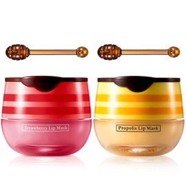 Sleeping Lip Mask, Long-Lasting Nourish & Hydrate Lip Balm, Lip Skin Care, Hydrating Moisturizing Lip Night Sleep Care Lip Anti-chapped Lip Cream (Honey & Strawberry)