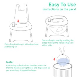 Commode Liners Disposable Portable Potty Liners, Leak-Proof Bags for Chair Bucket Universal Fit for Kids Toddlers Aromatic Odor Removal Super Absorbent(30 Count)