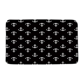 CCXTCZ Nautical Anchor Bath Mat Black White Ocean Lover Lover Beach Adventure Modern Simple Minimalist Fabric Bathroom Microfiber Memory Foam Absorbent Rug Bathroom Decor Rug,17.8x29.5 Inch