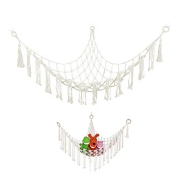 Toy Storage Hammock for Stuffed Animals Net Hammock Plush Toy Hanging Corner Soft Toy Hammock with Hooks for Kids Bedroom Decor, 140×140×100cm