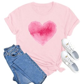 MAIHUN Womens Valentines Day Shirts Cute Love Heart Tshirts Funny Teen Girls Valentines Short Sleeve