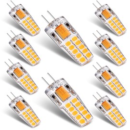 Joutameili 10 Pack G4 LED Bulb 12V AC DC 2.5W G4 Bulb 20W 30W T3 Halogen Light Bulb Replacement (Warm White 2700K)