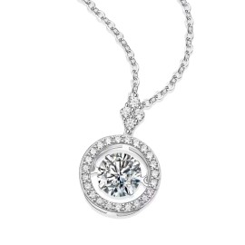 Suitable for Daily Wear and Attending Banquets Beautiful 18K Gold Plated Chains Moissanite Floating Pendant NecklaceColor: Silver
