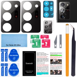 2PCS Soaosdr Back Rear Camera Lens Glass Replacement for Galaxy Note 20 Ultra 6.9 inch with Lens Protective Film+pre-Installed Adhesive+Reparing Toolkit+Installation Manual