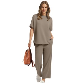 Sampeel Lounge Sets for Women Fashion Clothing Airport Outfits 2025 2 Piece Travel Matching Sets Women Clothing Resort Wear Cruise Coffee M