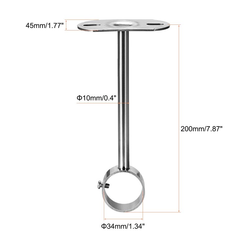 sourcing map Ceiling-Mount Bracket, Wardrobe Pipe Bracket, 32mm Dia, Shower