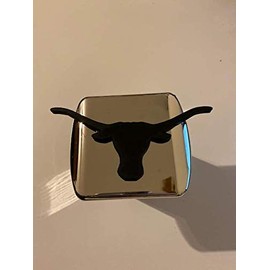 LicensePlateFreak Longhorn in 3D - 2 inch Trailer Hitch Cover Chrome with Black - Howdy Cowboy Long Horn