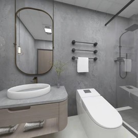 24"×354" Wide Concrete Wallpaper Peel and Stick Extra Thick 3D Dark Grey Black Faux Concrete Cement Contact Paper Stained Vinyl Wrap Matte Textured Wall Sticker for Walls Bedroom Basement Bathroom