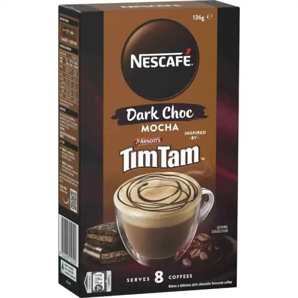 Nescafe Tim Tam Dark Chocolate Mocha Coffee Sachets 8 Pack