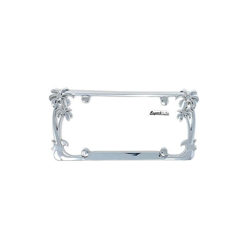 Tropical Palm Tree Chrome Polished License Plate Frame (2 Frames)