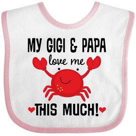 inktastic My Gigi and Papa Love Me Grandchild Baby Bib White and Pink 404e4
