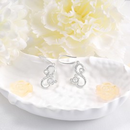 Sterling Silver Mouse Earrings for Teens Women - Cubic Zirconia Cute Animal Mouse Dangling Earrings Hypoallergenic Lightweight Love Heart Infinity Dangle Earring Dainty Gift for Daughter Granddaughter