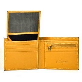 ROYBELE Mens Wallet RFID Blocking Bifold Genuine Leather, 10 Cards, ID Window, 2 Flat Cash Pockets, Coin Pocket, Mens Purse, Long Life Real Leather (BLK+GOL)