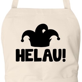 Huuraa Helau Jester Cap Unisex Apron Cooking Apron Size with Carnival Motif for All Jecks Gift Idea for Friends and Family, natural