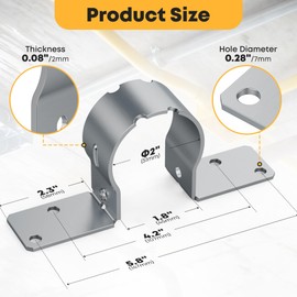 12 PCS Fence Post Brackets, 1 7/8 Steel to Wood Fence Bracket, Fence Brackets for Metal Posts, Galvanized Pipe Grip Tie - Fence Post Repair with Bolts