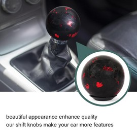 muge racing Universal Gear Shift Knob Forged Carbon Fiber Ball Type Stick Shifter with 3 Adapters,Red