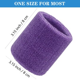 8 Pack Wrist Sweatbands Tennis Wrist Bands Absorbent Sweat Band for Men and Women, Breathable Cotton Sweatbands for Working Out, Football, Basketball, Running Athletic Sports -Dark Purple