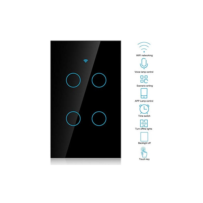 Apagador WiFi Inteligente de Pantalla Táctil, Control de Voz, Luz