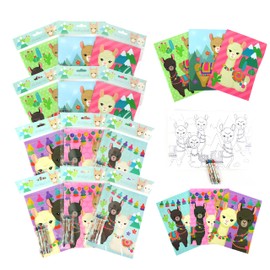 TINYMILLS Llamas Alpacas Coloring Book Set for Kids Party Favors with 12 Coloring Books and 48 Crayons Llamas Birthday Party Supplies Favor Bag Filler