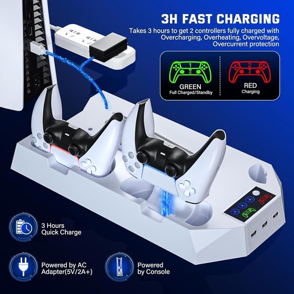 PS5 Stand Cooling Station for PS5/PS5 Slim Console With PS5
